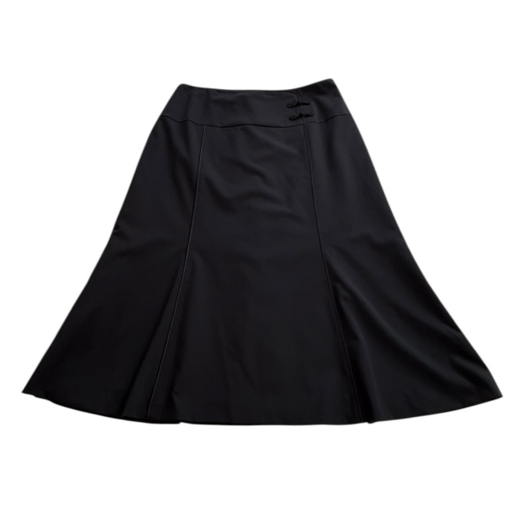 Black Midi Skirt |  Marcona | Back Zip Close Lined With Waist Detail - Size 12